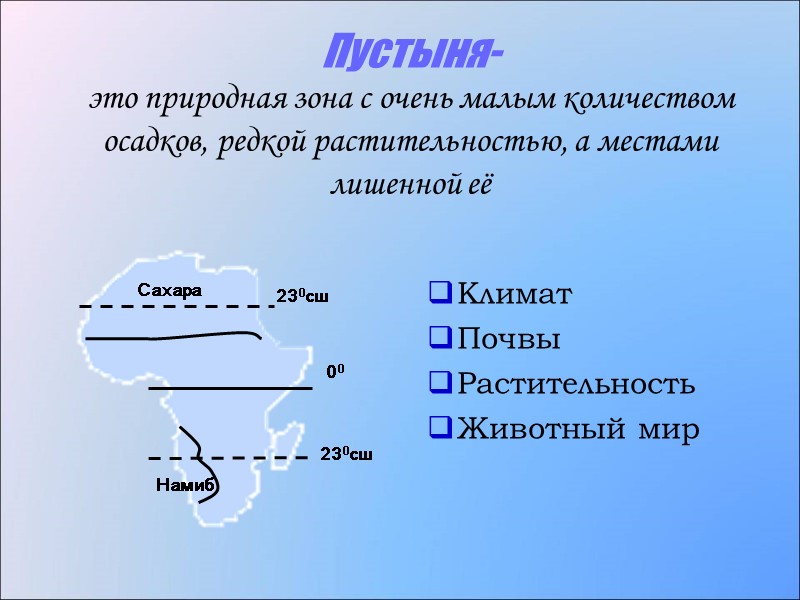 Пустыня- это природная зона с очень малым количеством осадков, редкой растительностью, а местами лишенной